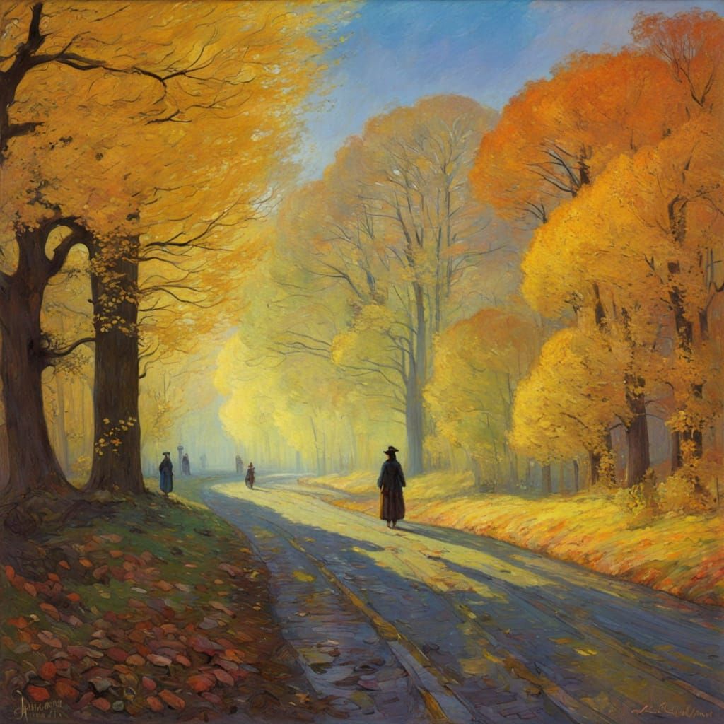 Golden Autumn Landscape in Dramatic Light