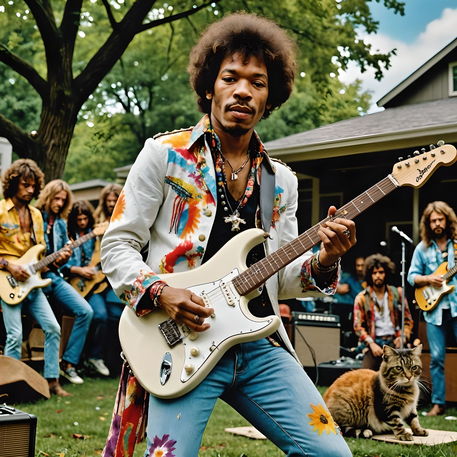 Hyperrealistic Musician Plays Guitar for Cheering Crowd