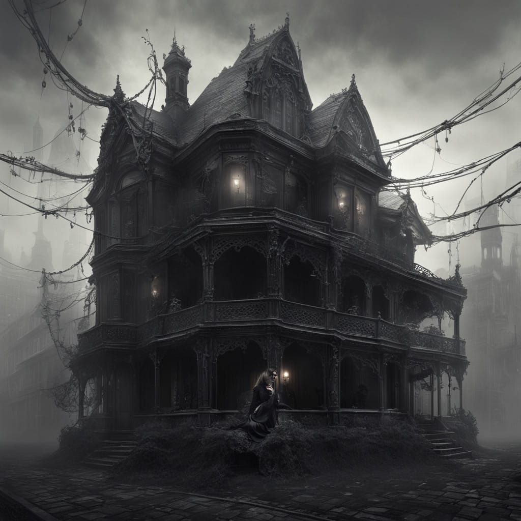 Goth Fashion Model in a Gritty, Smoke-Filled Coffee Shop