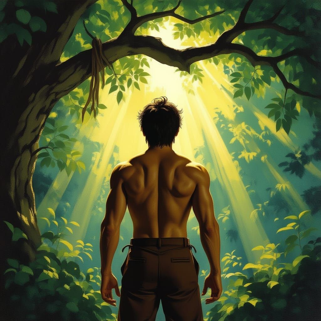 Man Tied to Tree in Forest