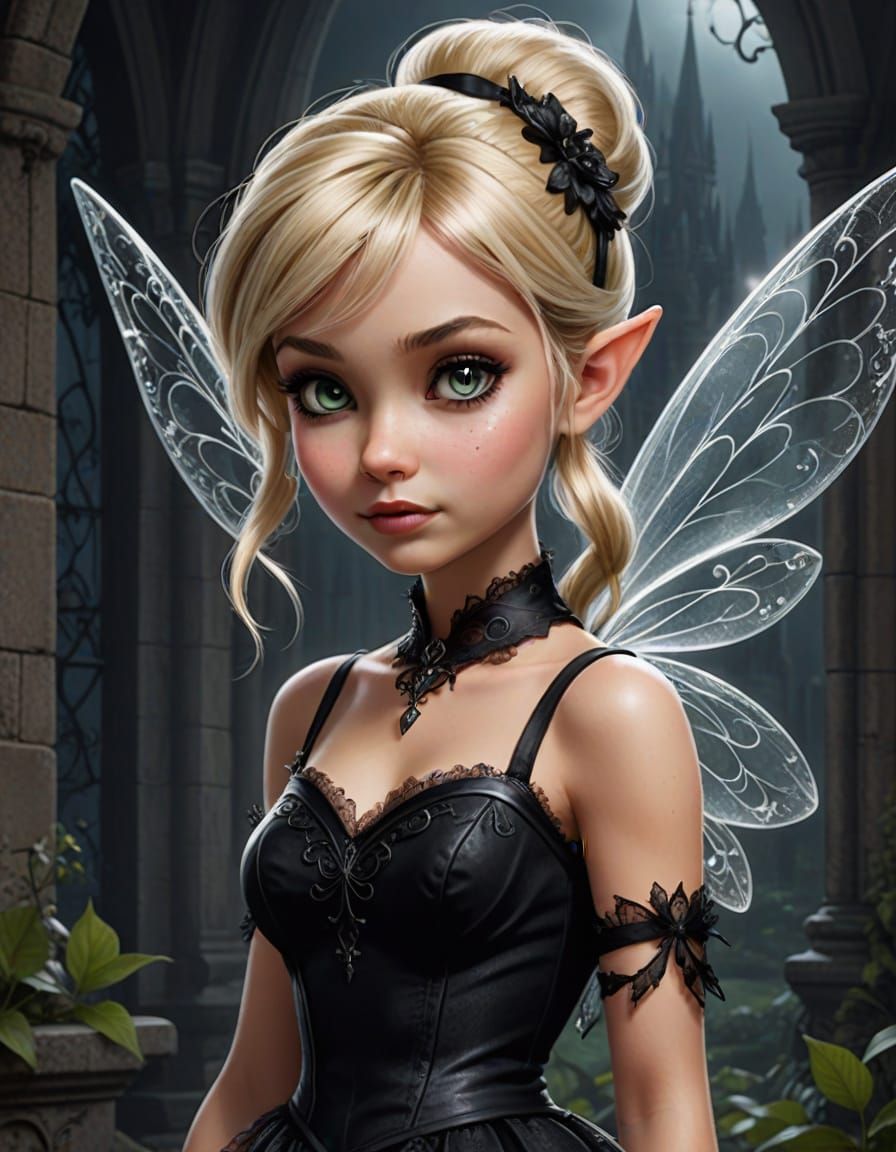 Gothic Fairy Girl with Blonde Hair