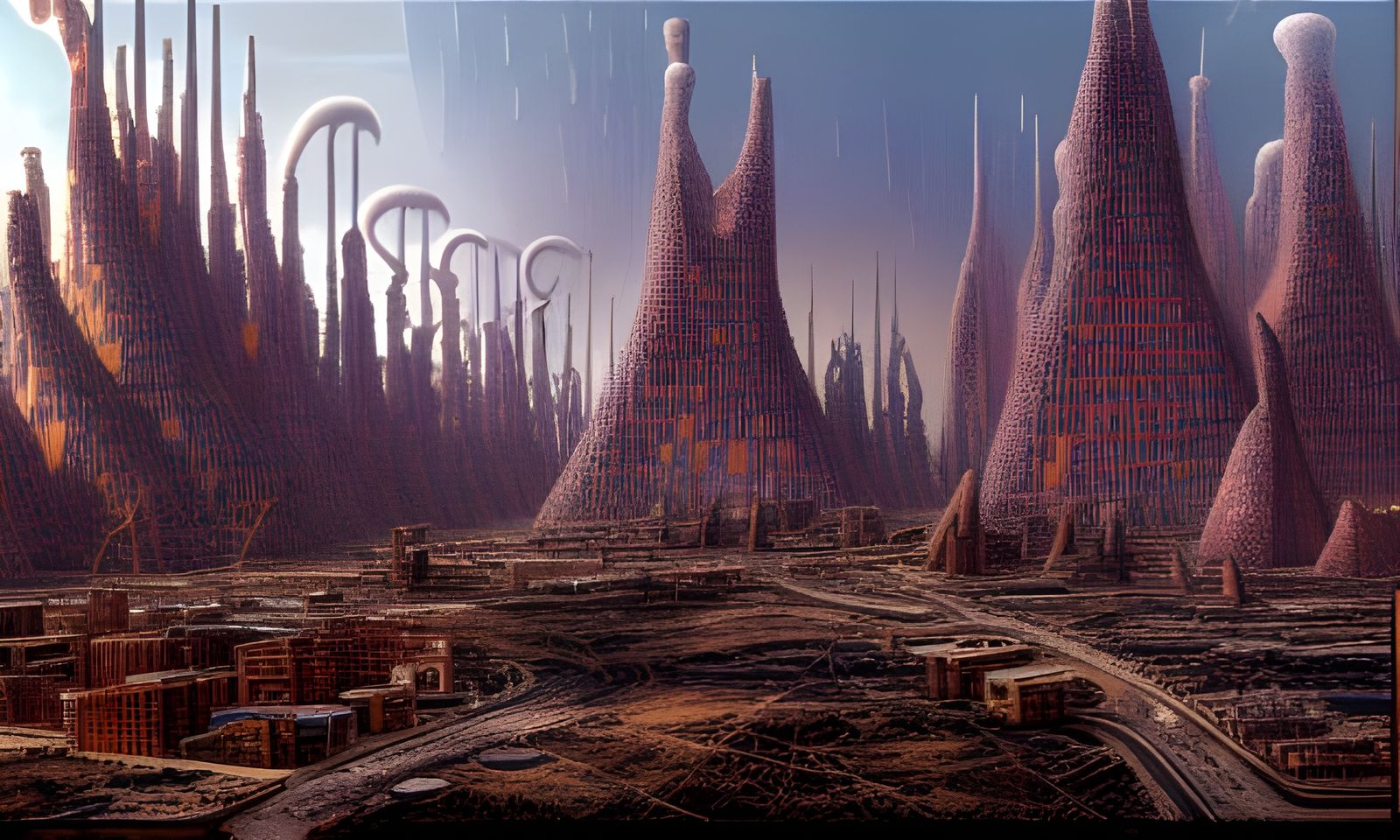 Post-Apocalyptic Cityscape in Retro Sci-Fi Style