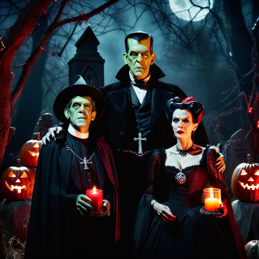 Gothic Horror Portrait of Classic Monsters