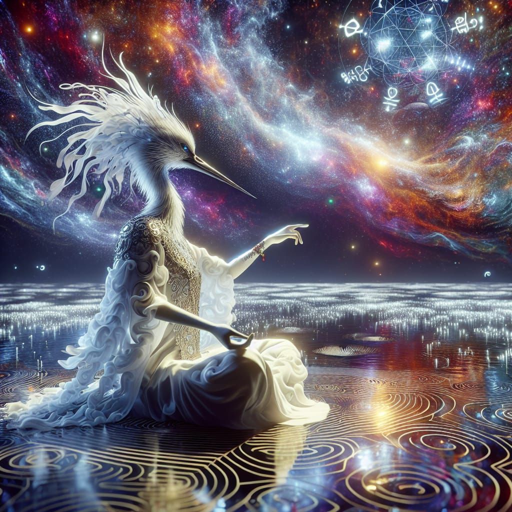Heron Goddess in Sacred Geometry Ocean