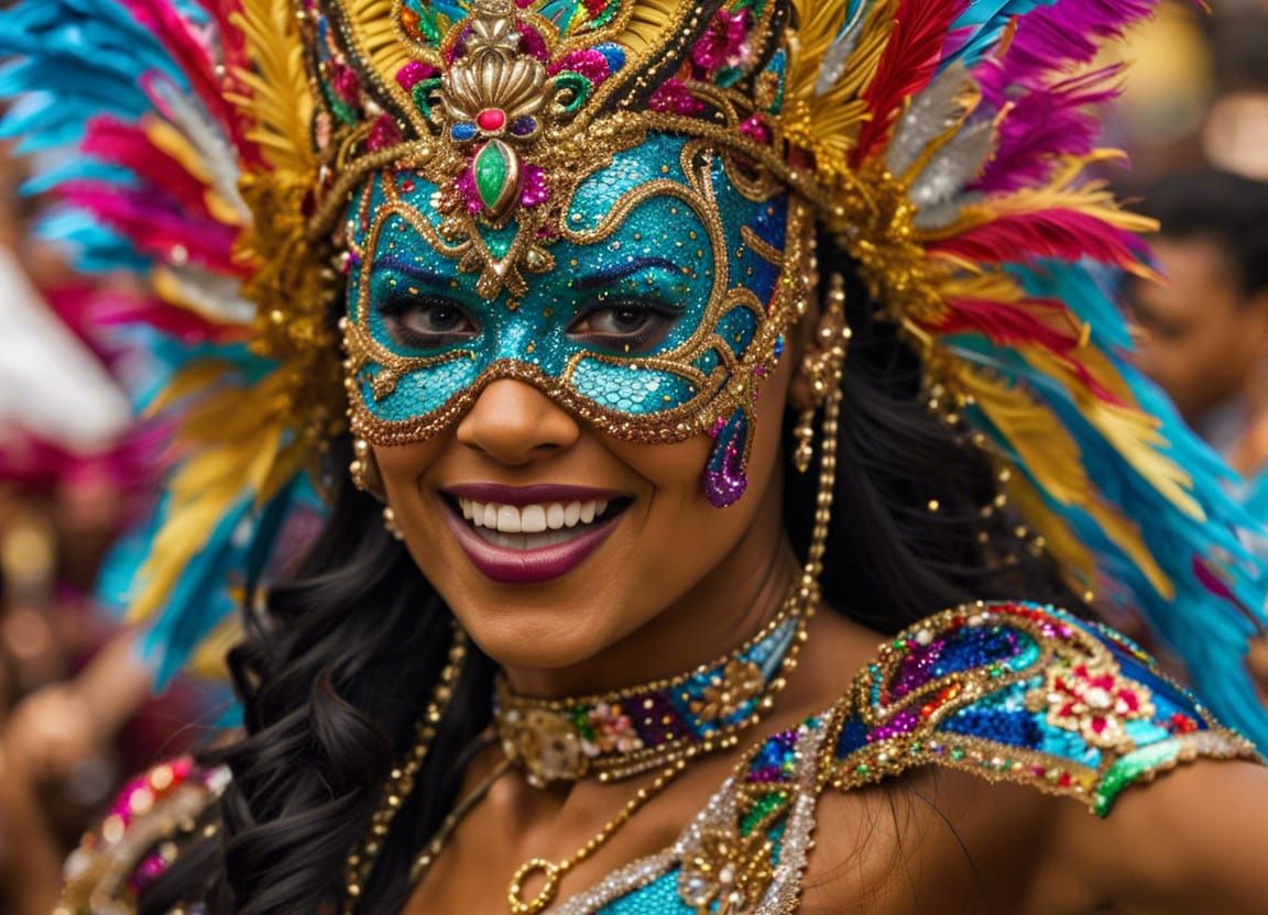 Brazilian Carnival: Woman in Sequins and Glitter