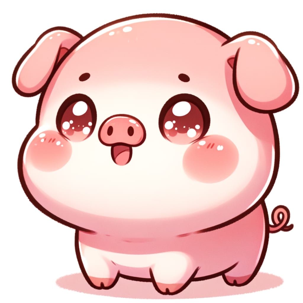 Adorable Chibi Pig with Rosy Cheeks
