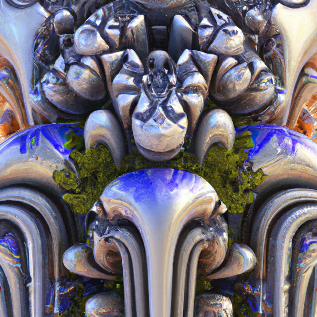 Psychedelic Alien Cathedral in Liquid Metal Style