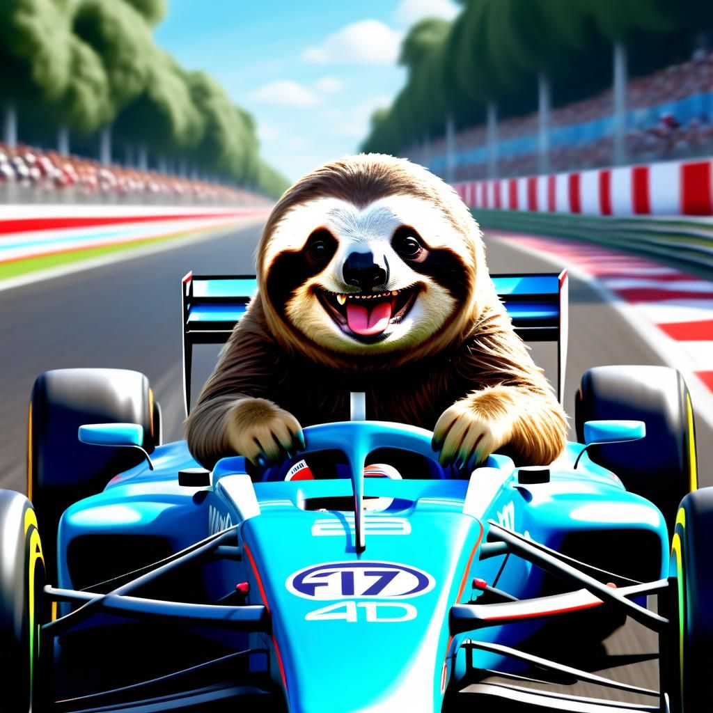 Sloths in Formula 1 Race Visualizing Speed