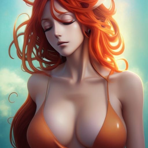 One Piece Nami: Hyperdetailed Concept Art Portrait