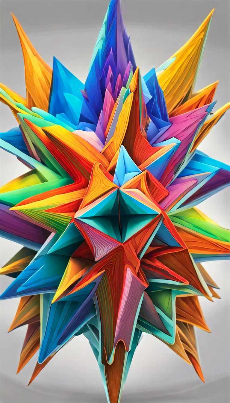 Neon Star Explosion: Hyperrealistic 3D Psychedelic Art