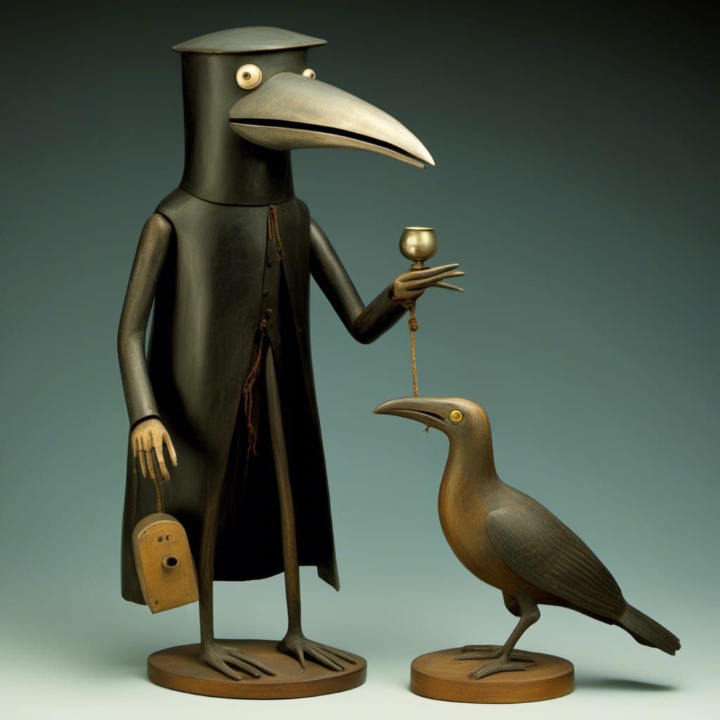 Whimsical Woodcarving Plague Doctor