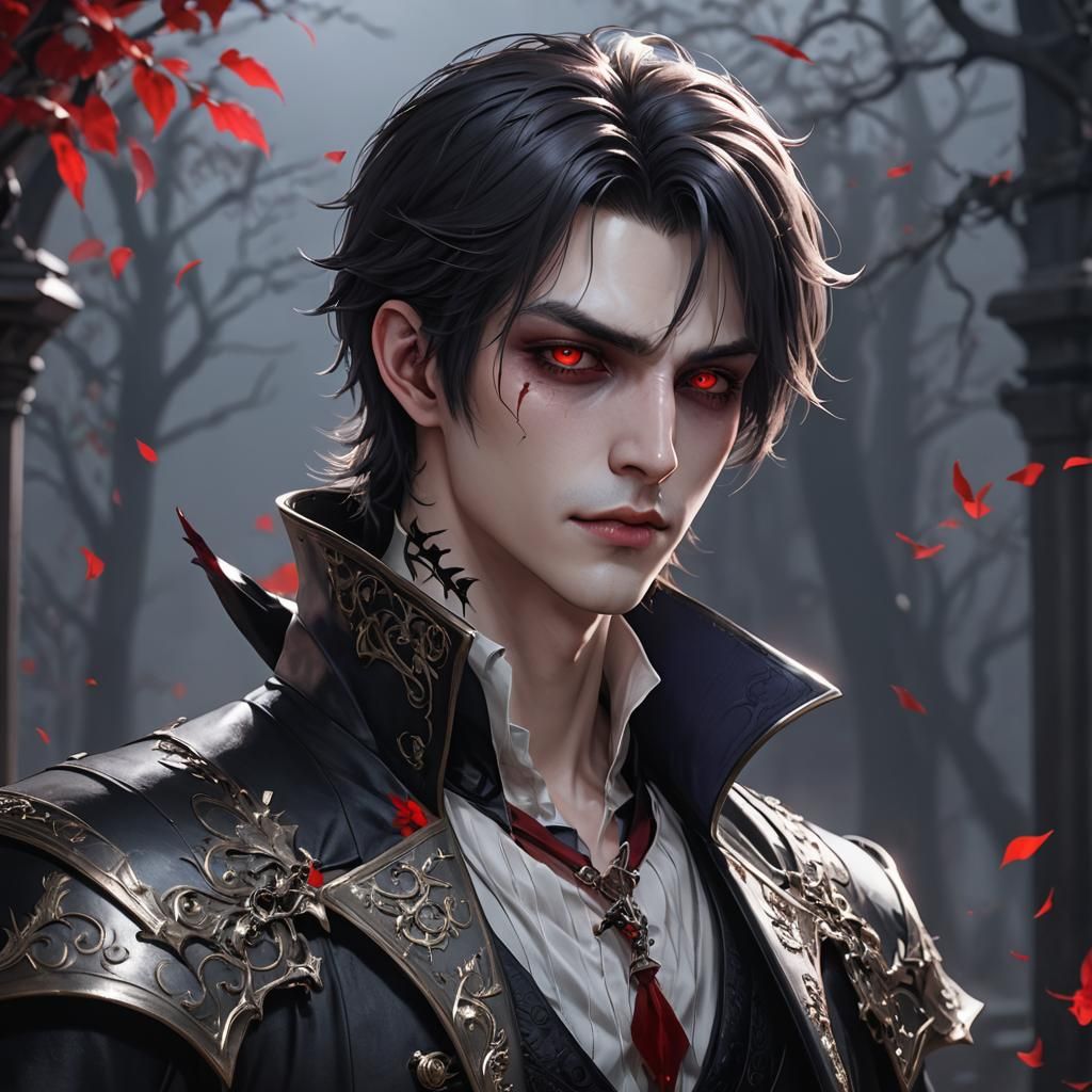 Handsome Vampire Boy in 3D Anime Style