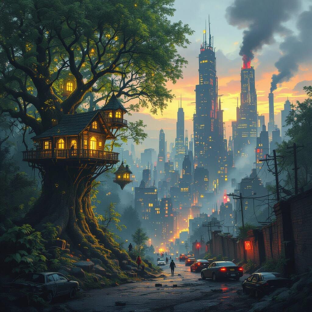 Freedom Forest Contrasts Dystopian City in Epic Concept Art