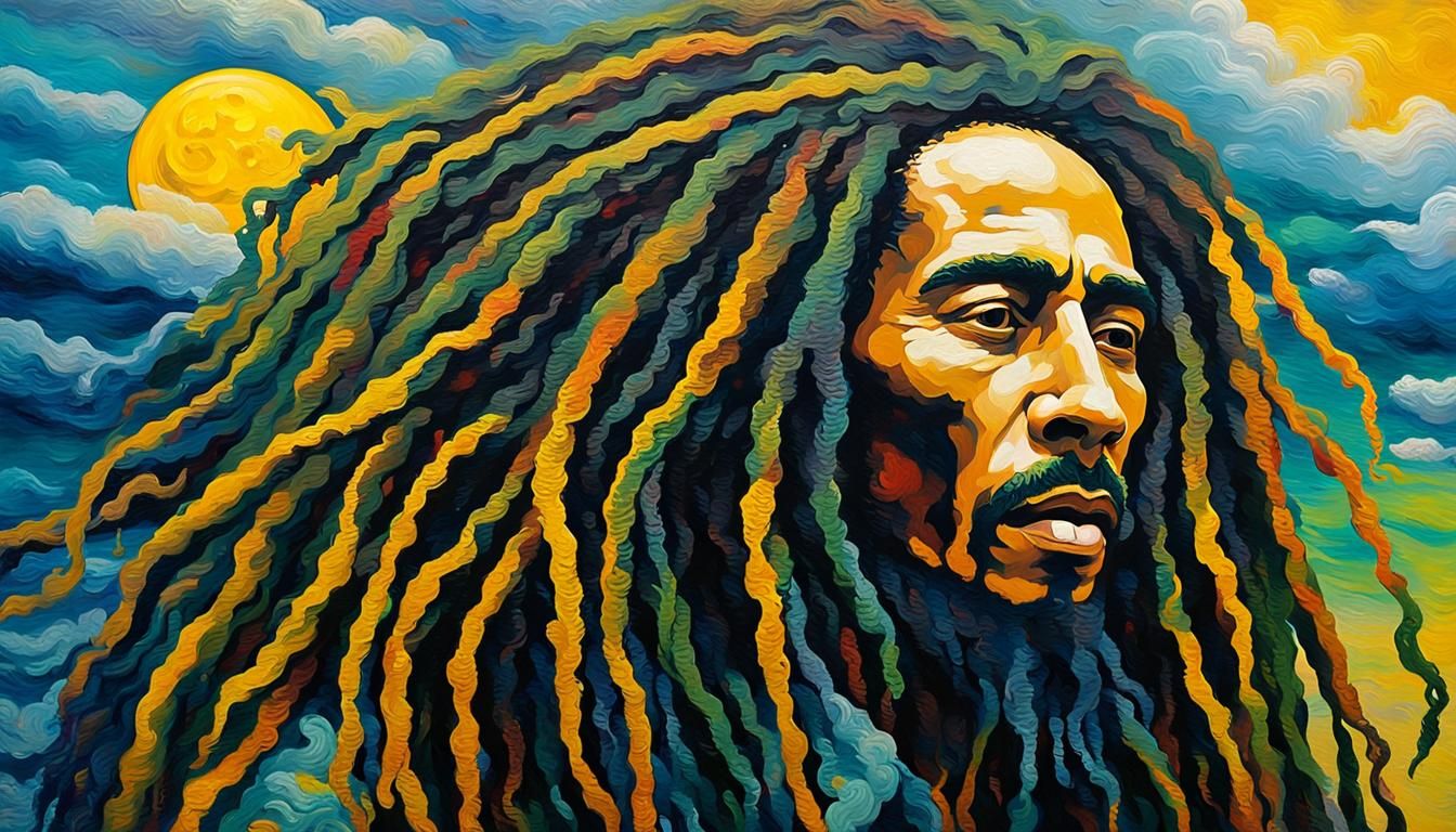 Bob Marley Portrait in Neo-Impressionist Style