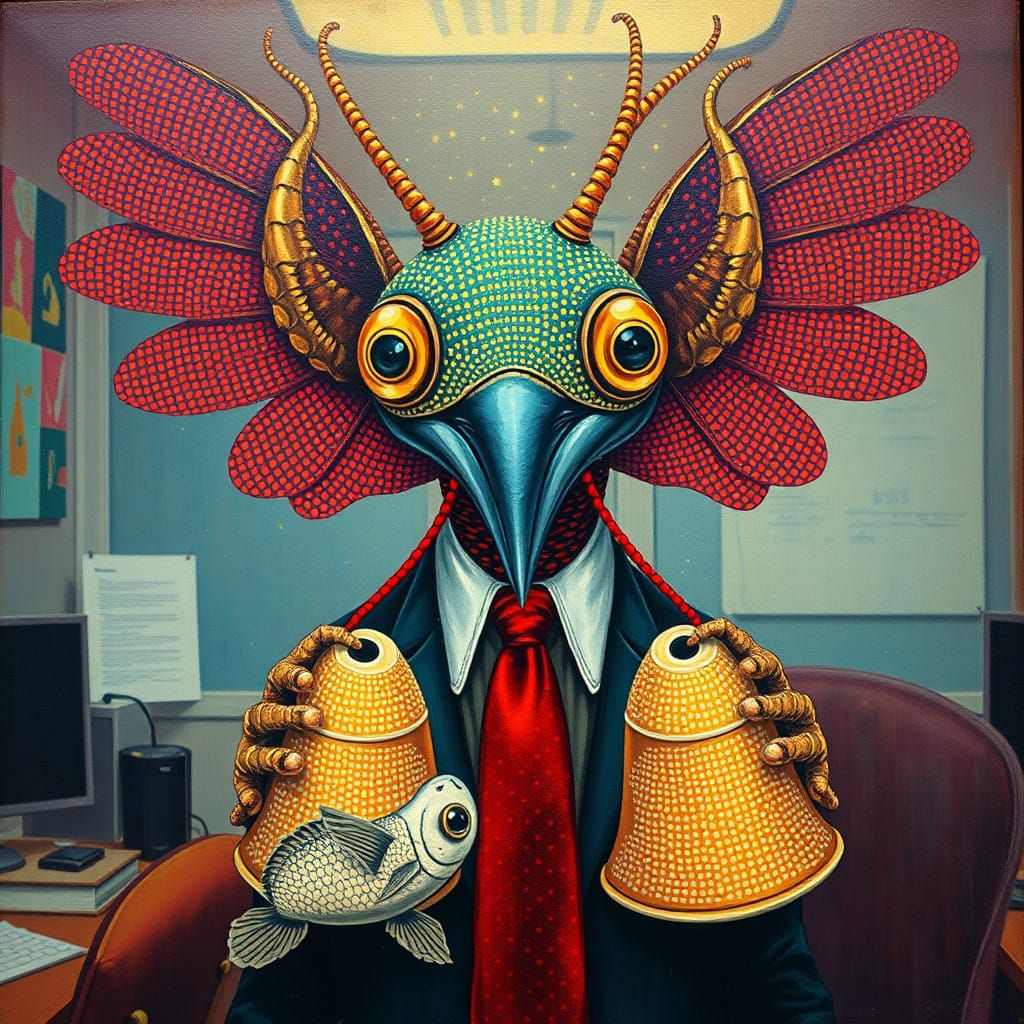 Christmas Bells in Whimsical Pointillist Style