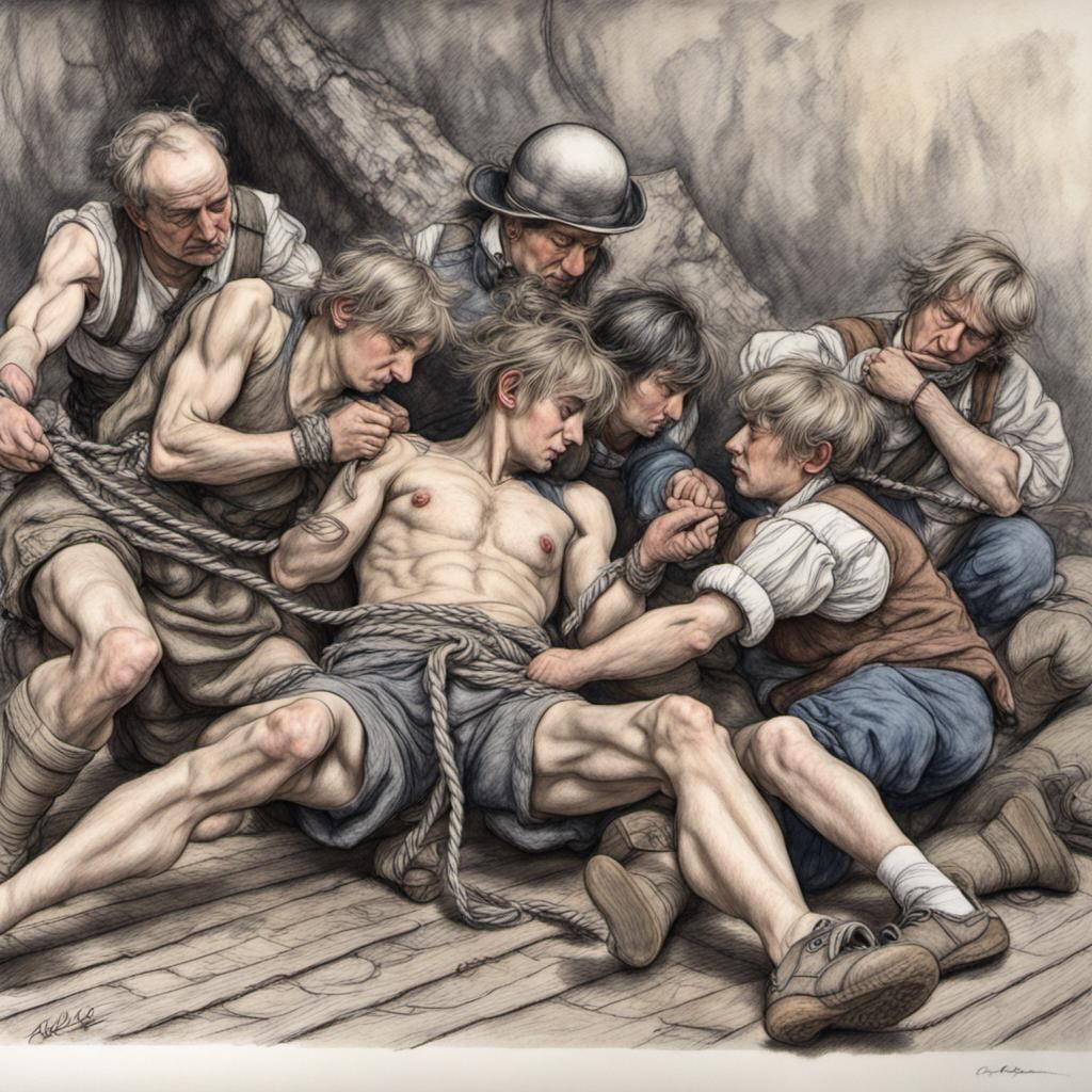 Gulliver tied up by the Lilliputians #2