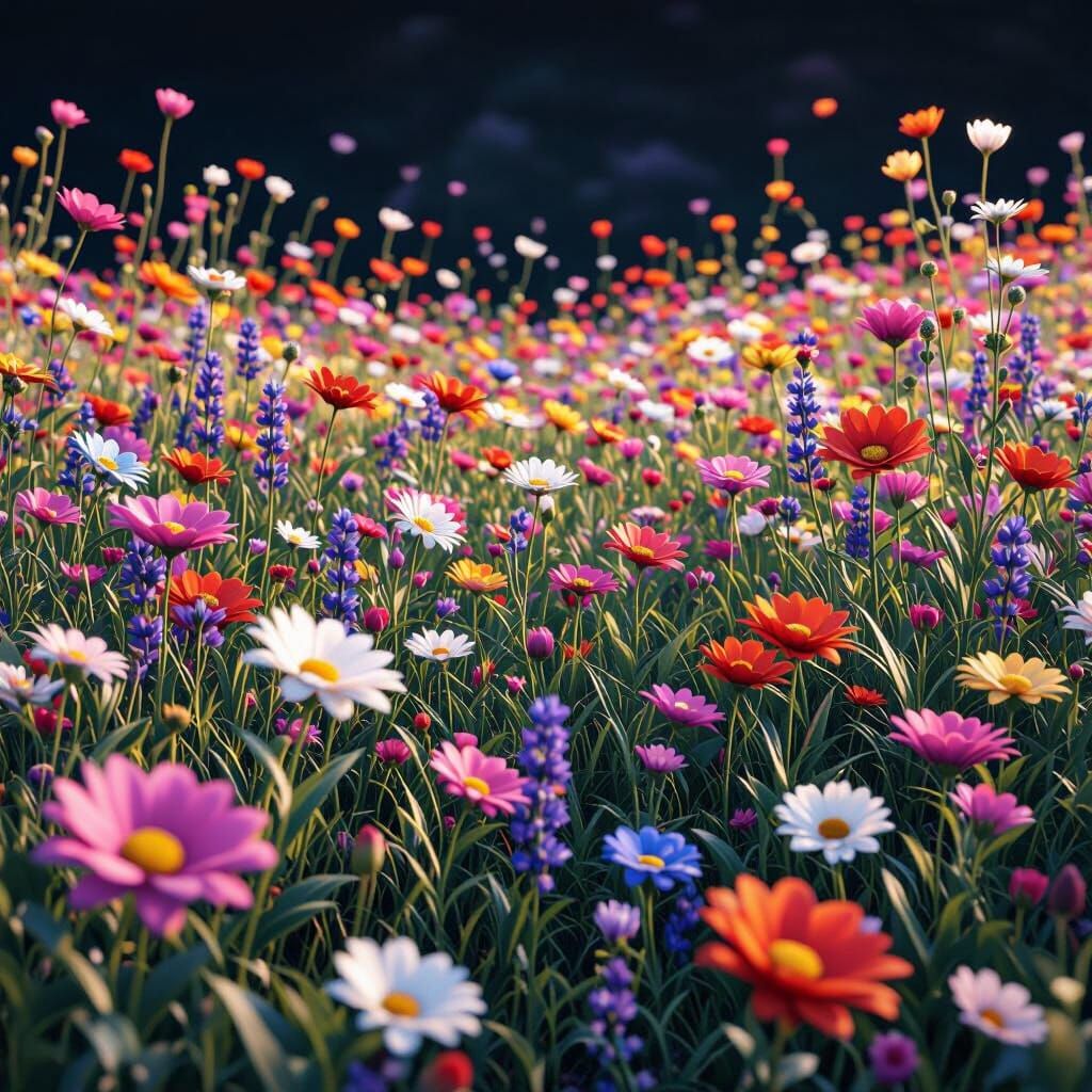 Vibrant Field of Flowers Matte Painting