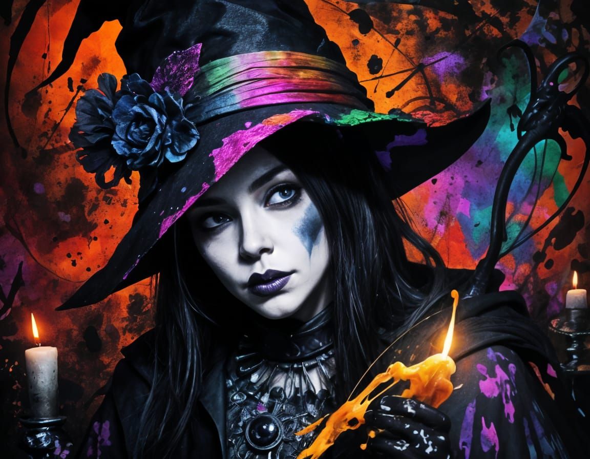 Witch in Ink Splatter Art