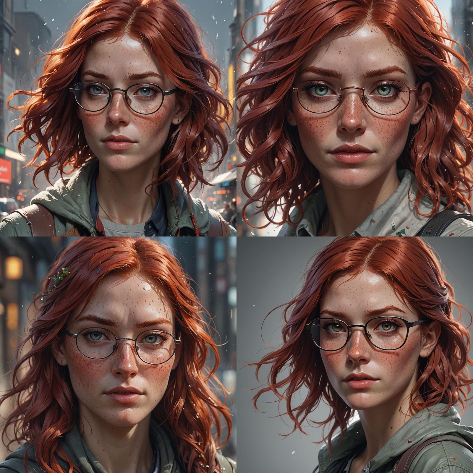 Red-Haired Girl Portrait in Hyperdetailed Digital Art Style