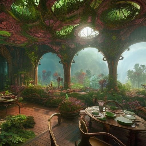 Futuristic Solarpunk House in a Forest, Digital Art