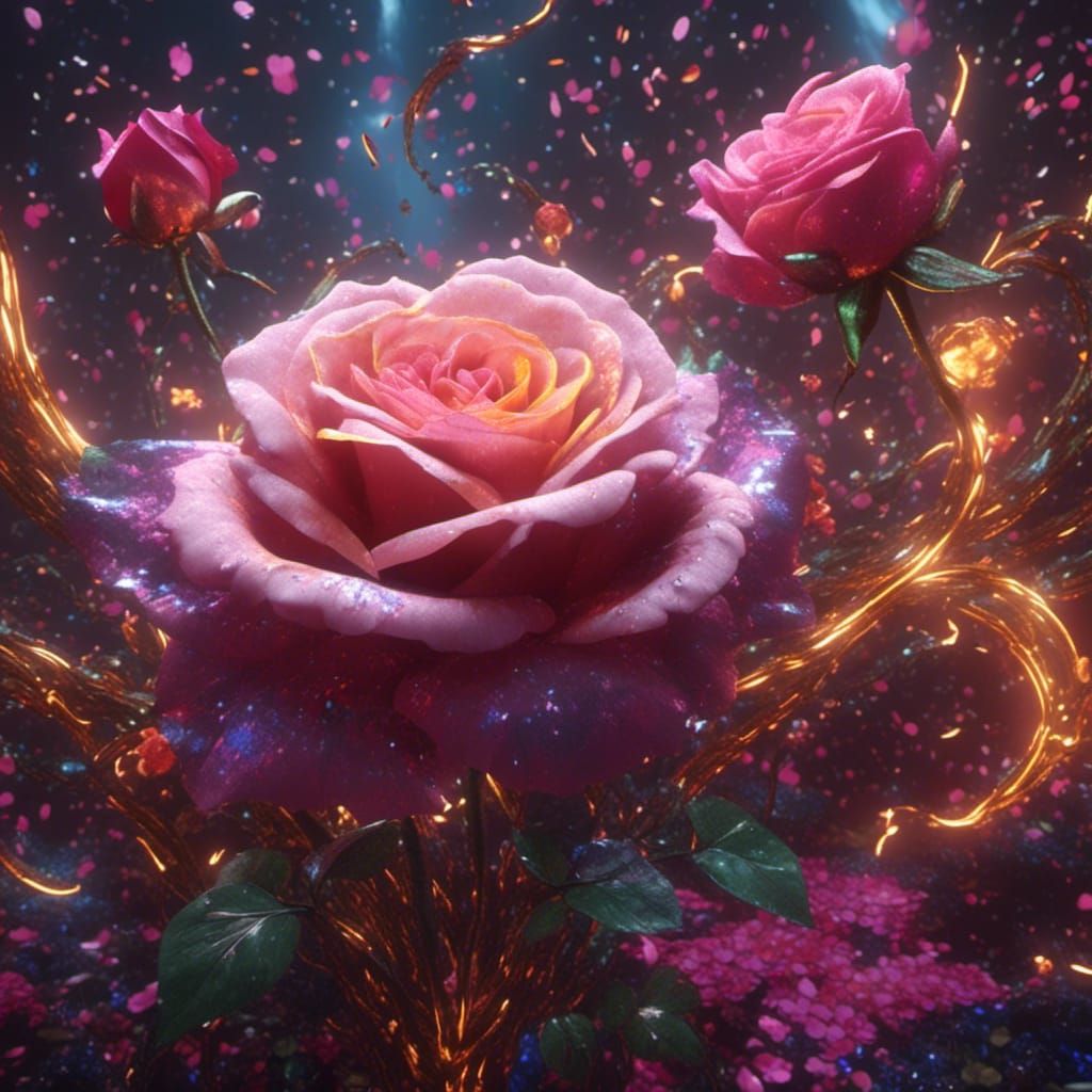 Exploding Rose Bloom: Detailed Matte Painting