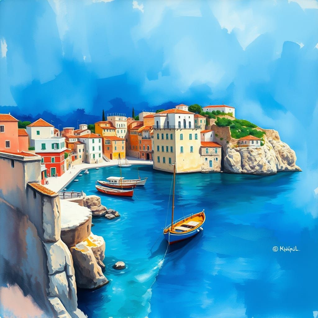 Vibrant Azure Masterpiece in Impressionist Style
