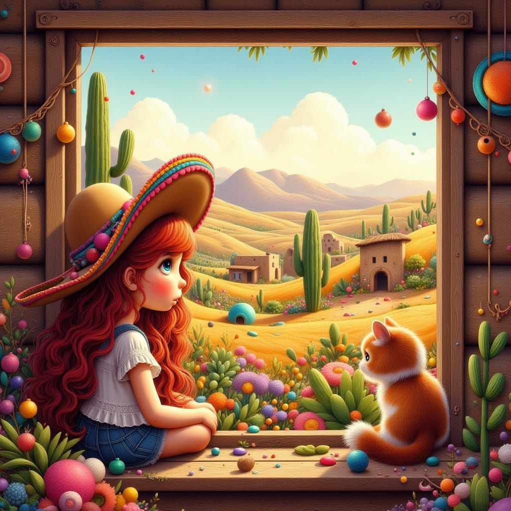 Girl with Sombrero - anime style