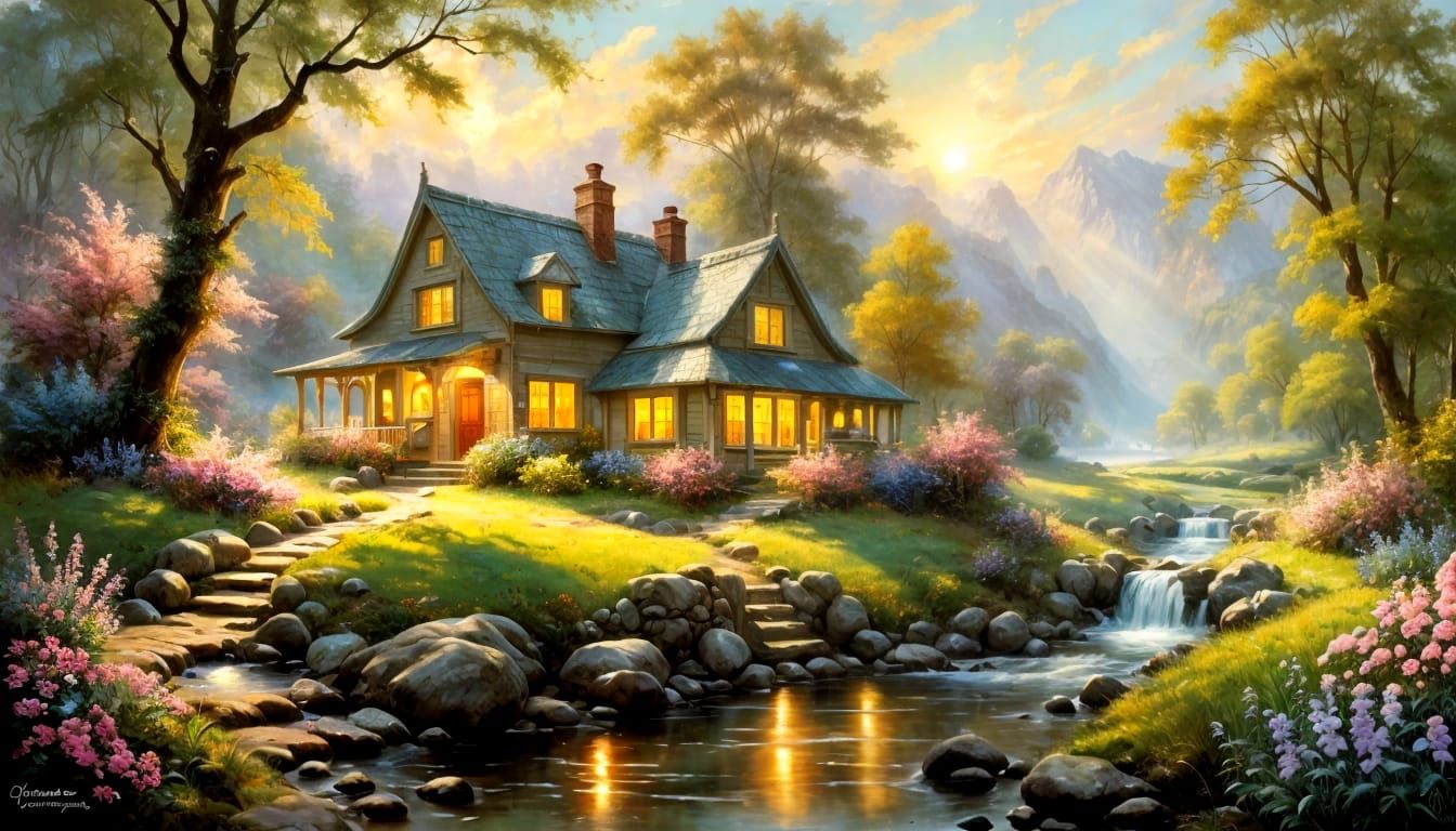 Dreamy Cottage Amidst Enchanted Landscape