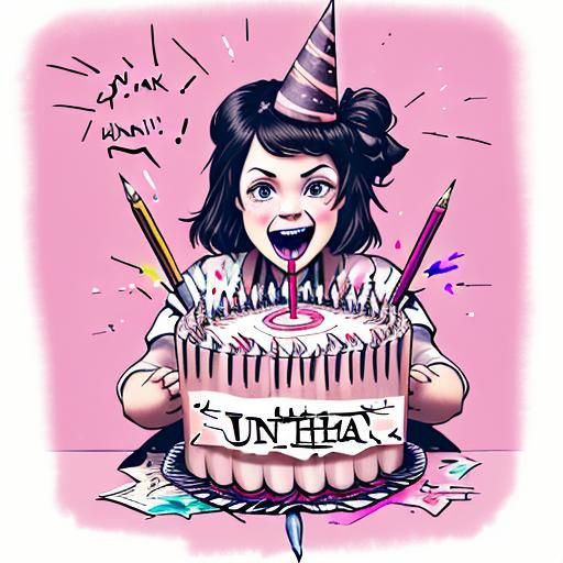"...Unbirthday!" in a larger, bolder font.

pen_spark