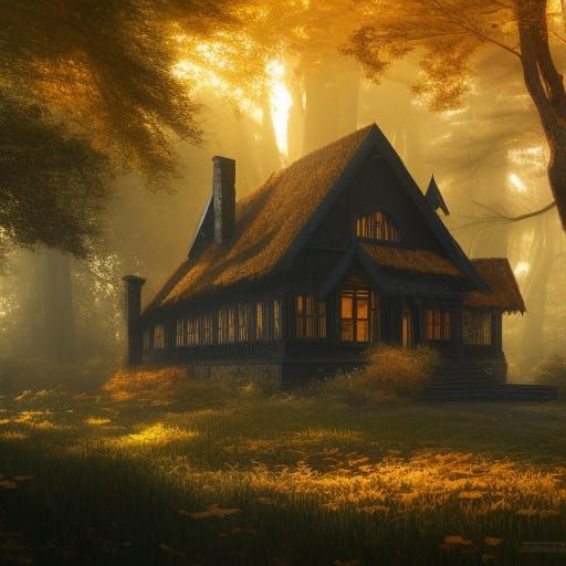 Elven Cottagecore House in Enchanted Black Oak Forest