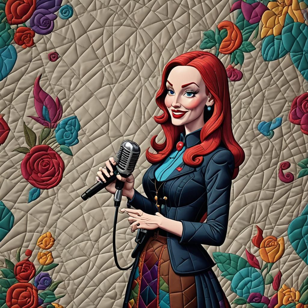 Jessica Rabbit Amish Quilt: Surreal 3D Digital Art