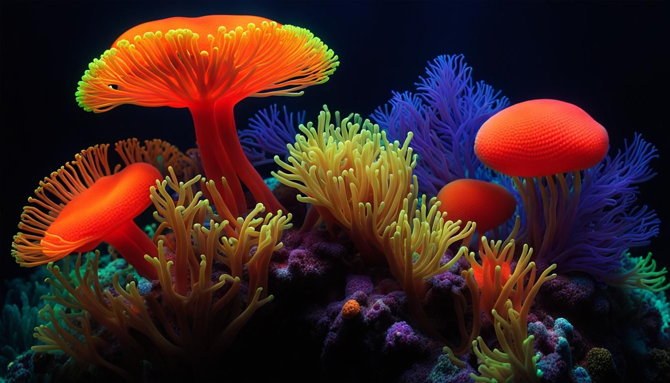 Bioluminescent Coral Reef in Dark Fantasy Style