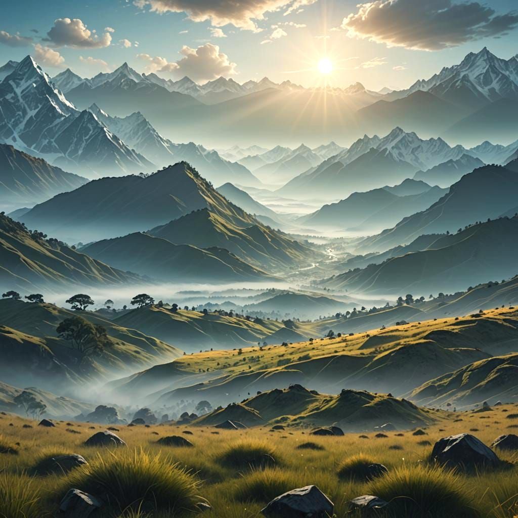 Sun Moving in Himalayas: Detailed Matte Painting