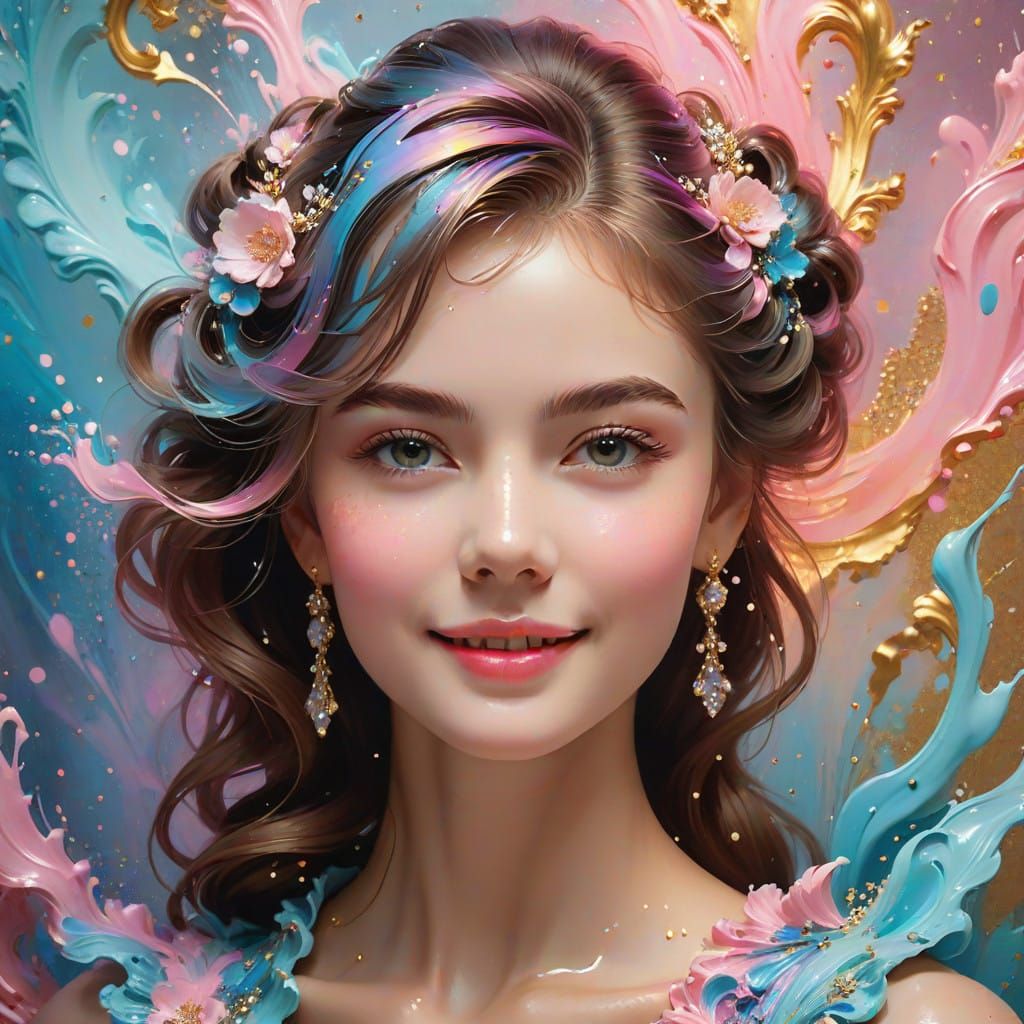 Feminine Portrait in Rococo Painterly Style