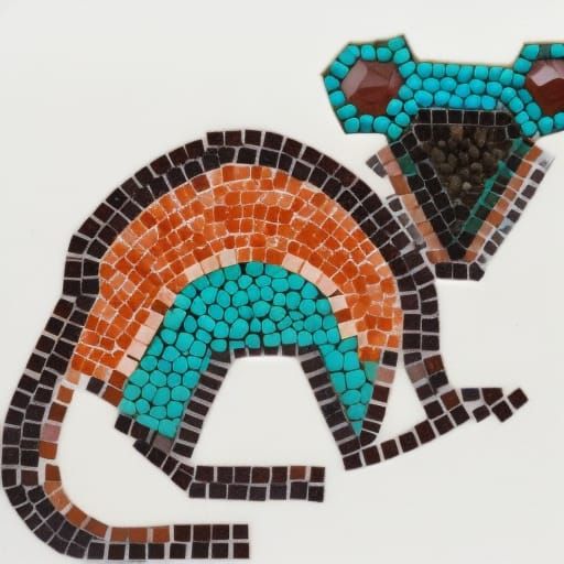 Quoll Mosaic Art in Cubist Style