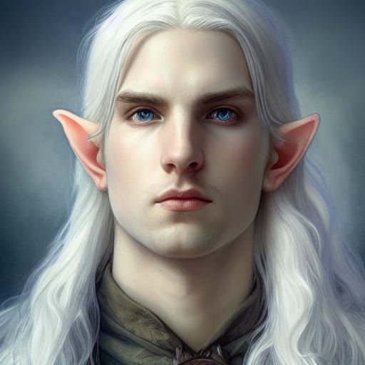 Wounded Elf Portrait in Art Nouveau Style