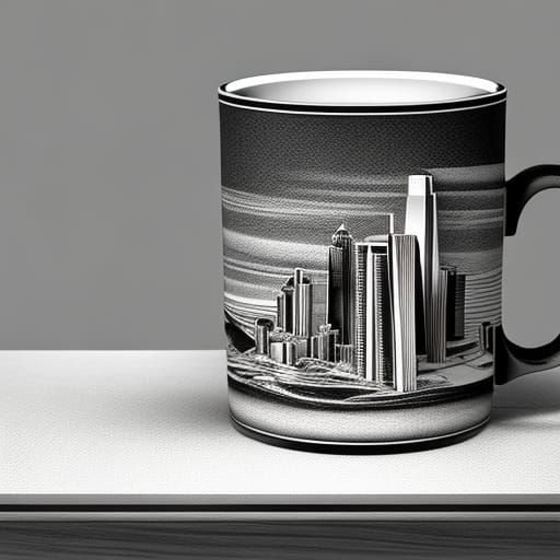 New York Mug Diorama in Hyperrealistic Ink Style