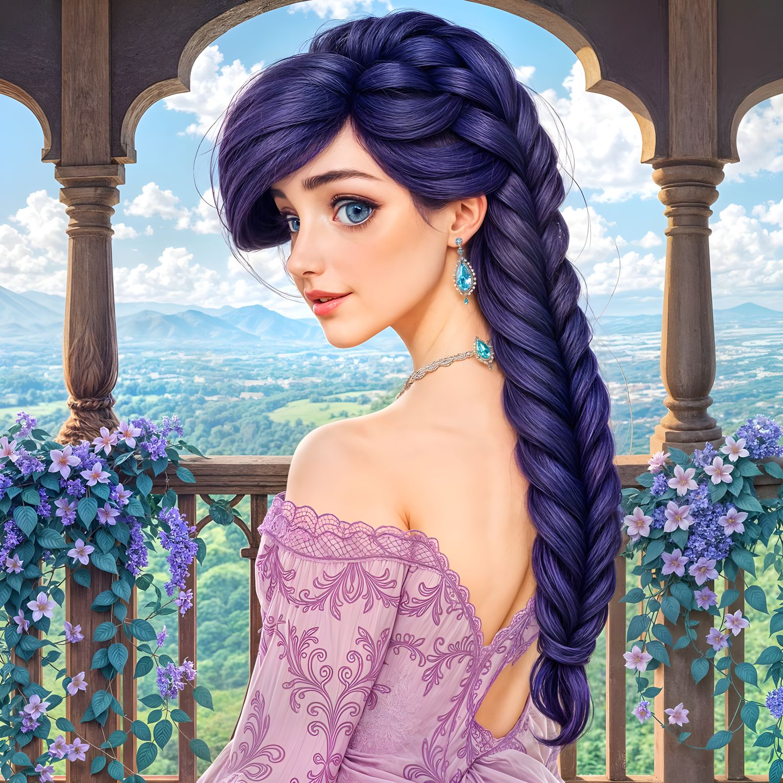 Elegant Princess in Lavender Dreams