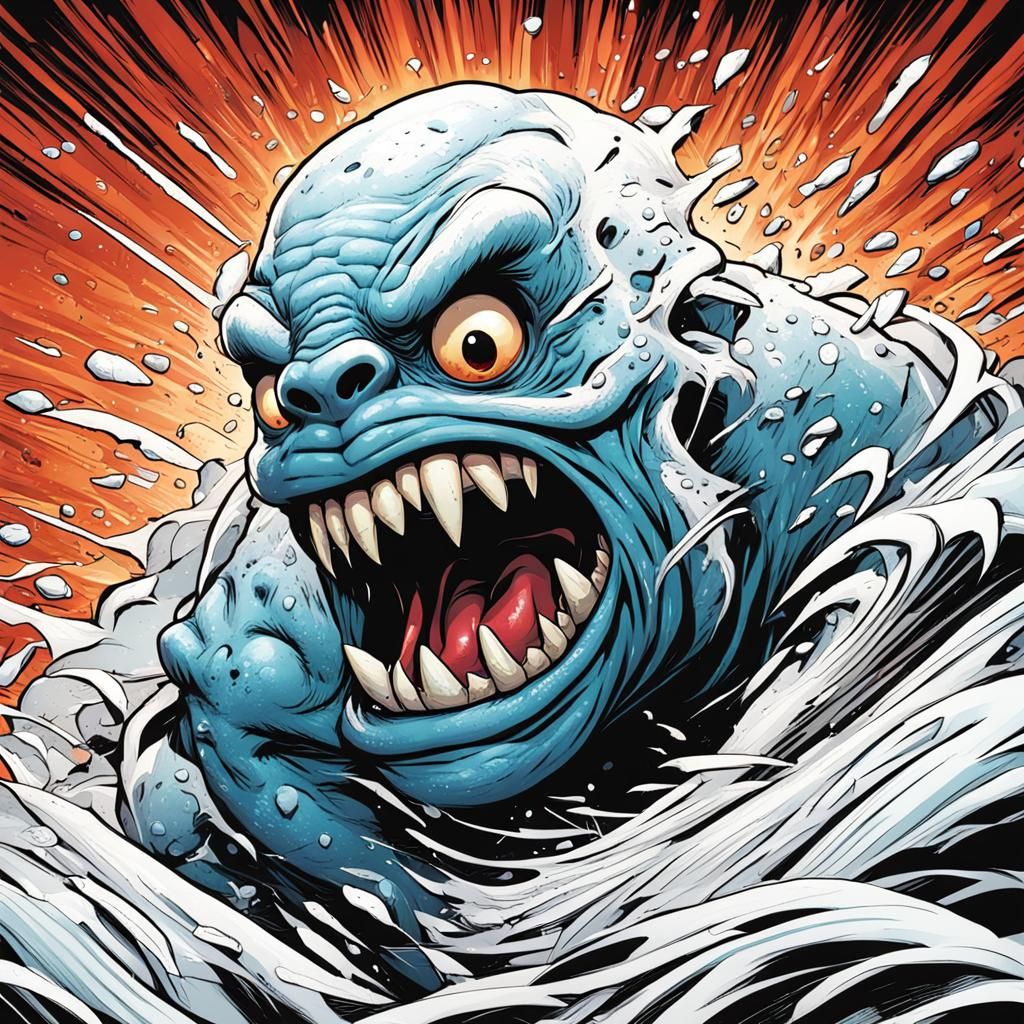 Comical Creature in Panic: Comic Book Art