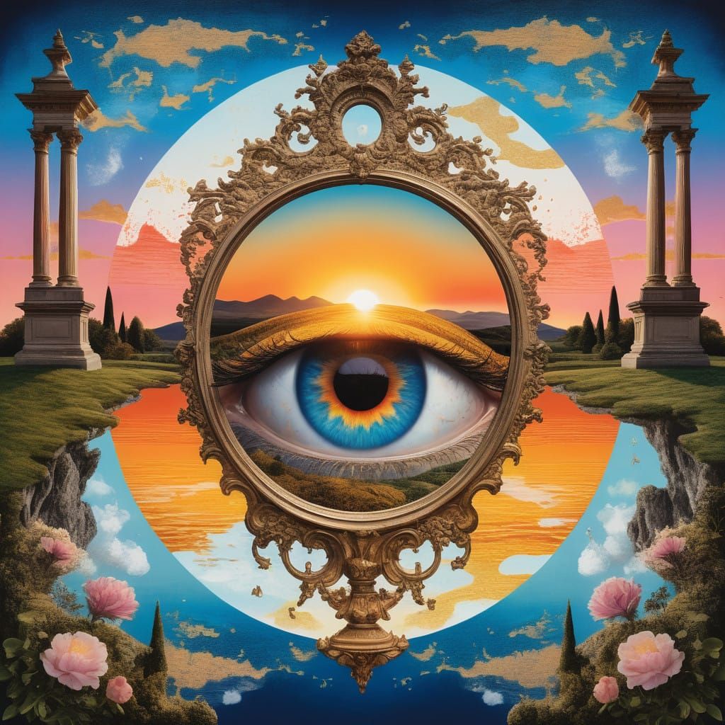 Rococo-Inspired Double Exposure: Portal to Fantastical Realm...