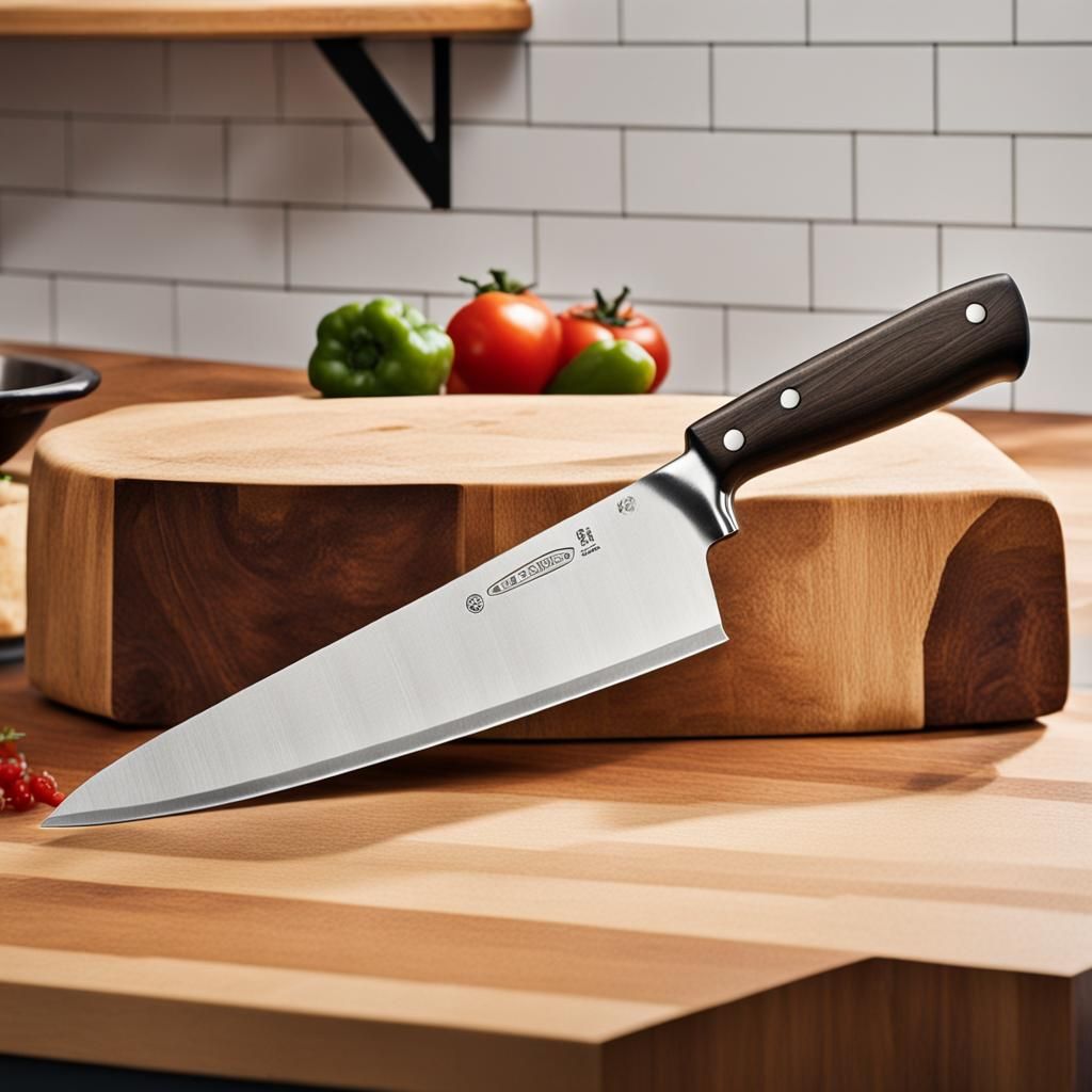 A large kitchen carving knife.