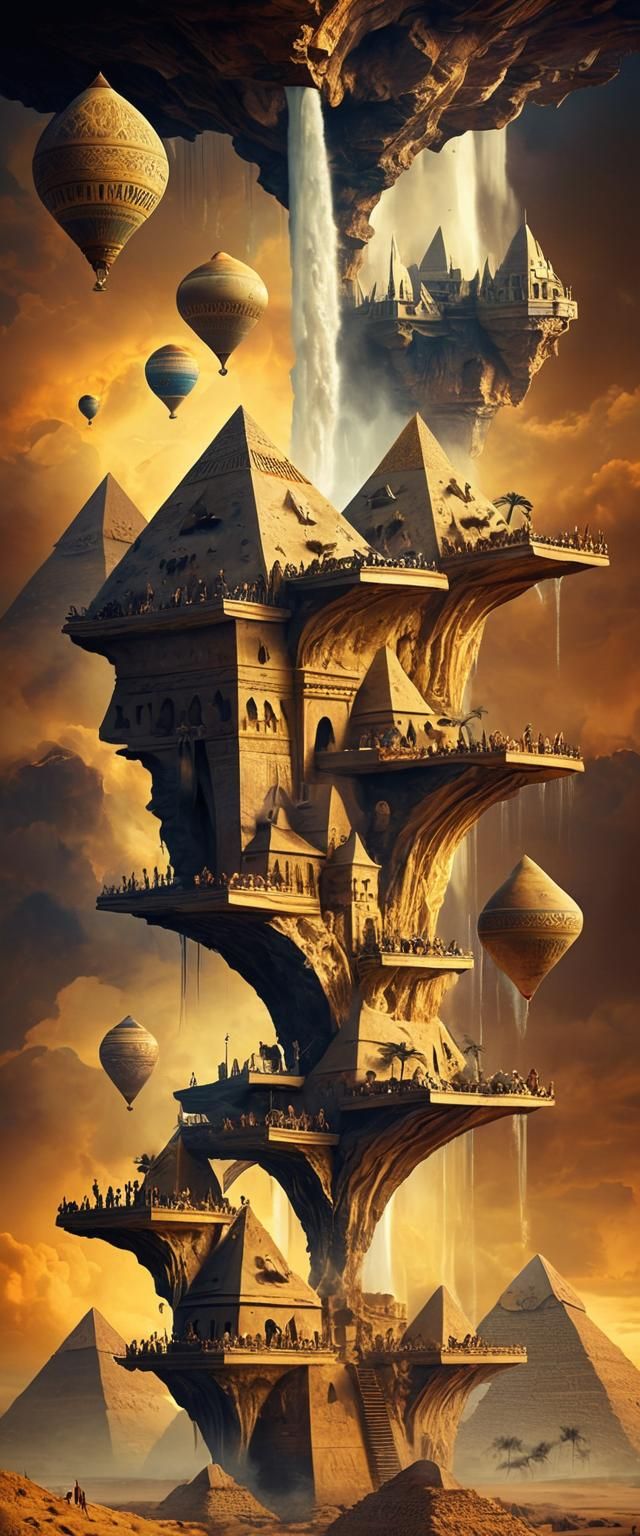 Ancient Egyptian Pyramids Rise from Desert Dreamscape