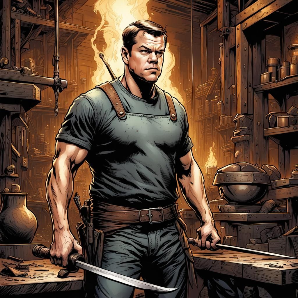 Blacksmith Hero in Comic Book Style