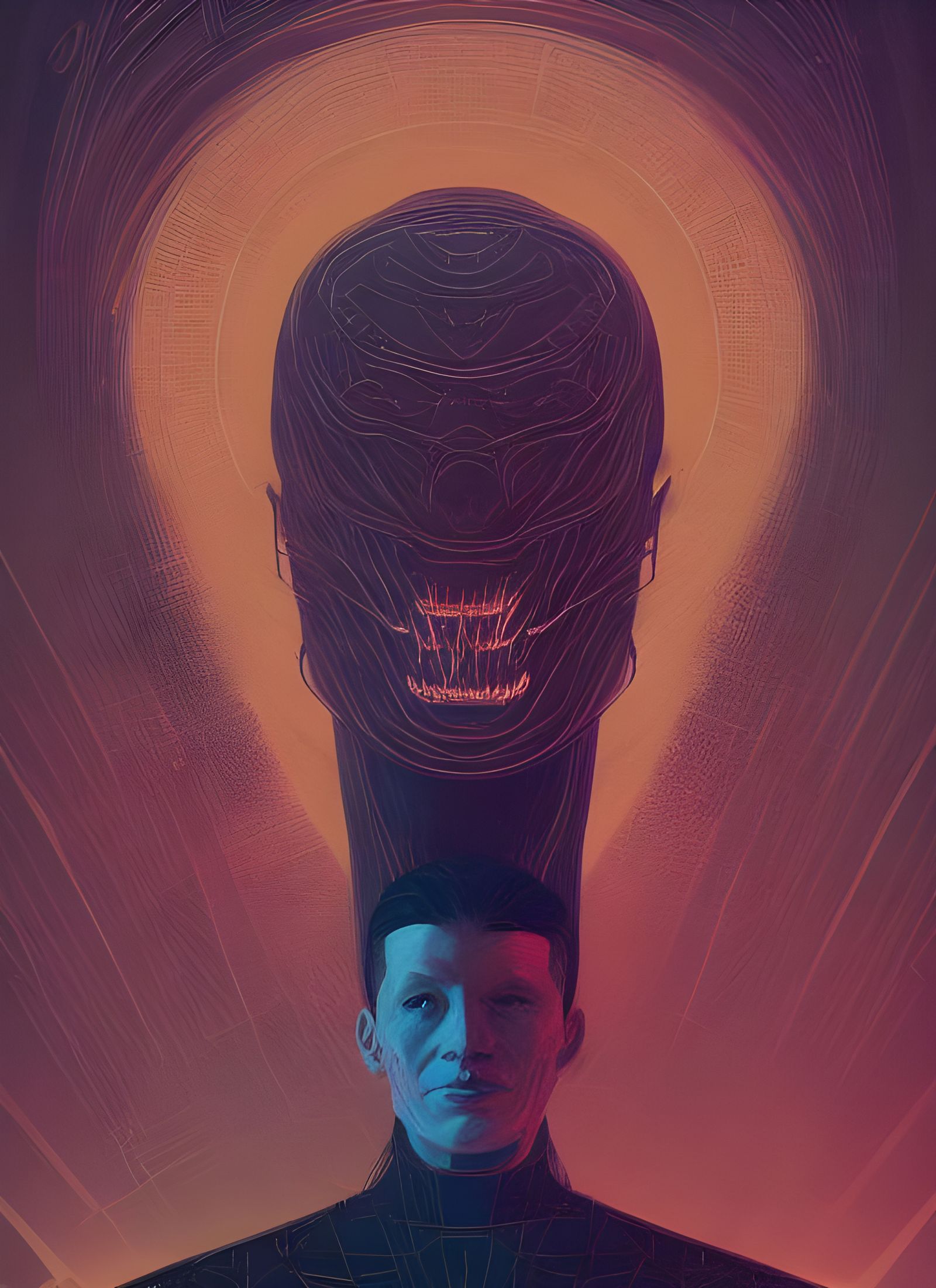 Detailed Portrait Juxtaposing Power and Weakness