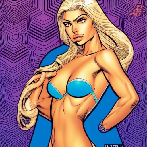 Blonde Latina Woman in Comic Book Art Style