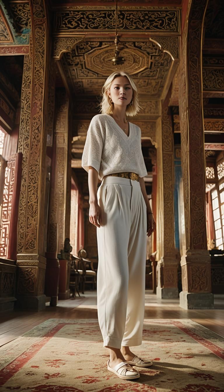 Woman Sneaks into Tibetan Palace: Cinematic Still