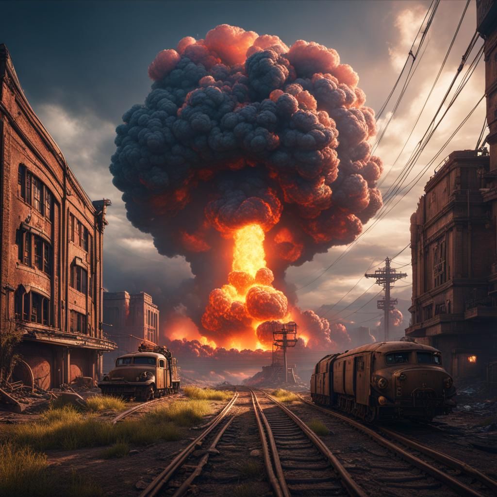 Atom Bomb Explosion: Detailed Matte Painting
