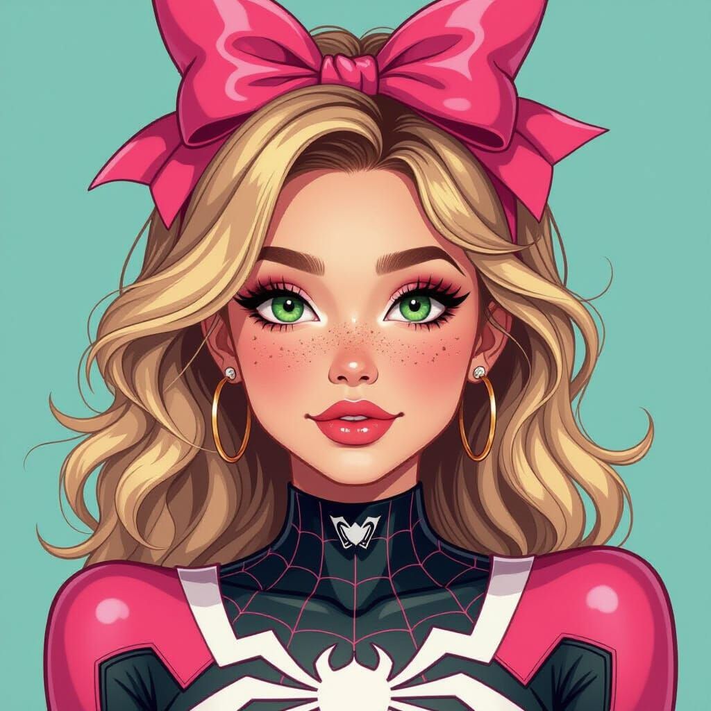 Ghost-Spider Illustration in Vibrant Comic Art Style