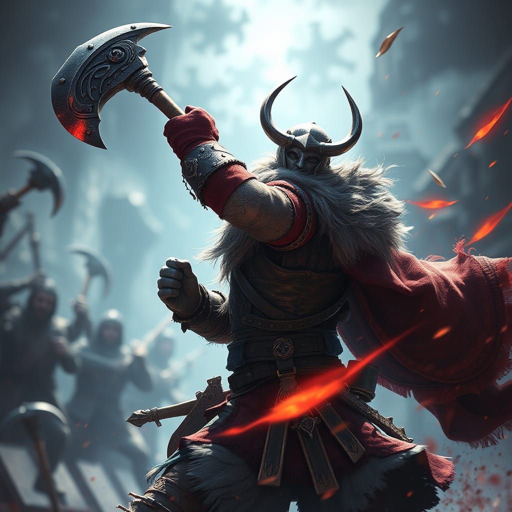 Viking and Gentleman Battle in Anime Style