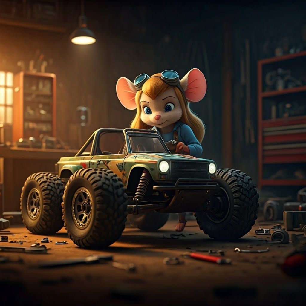 Gadget Hackwrench in Cinematic Garage Repair Scene